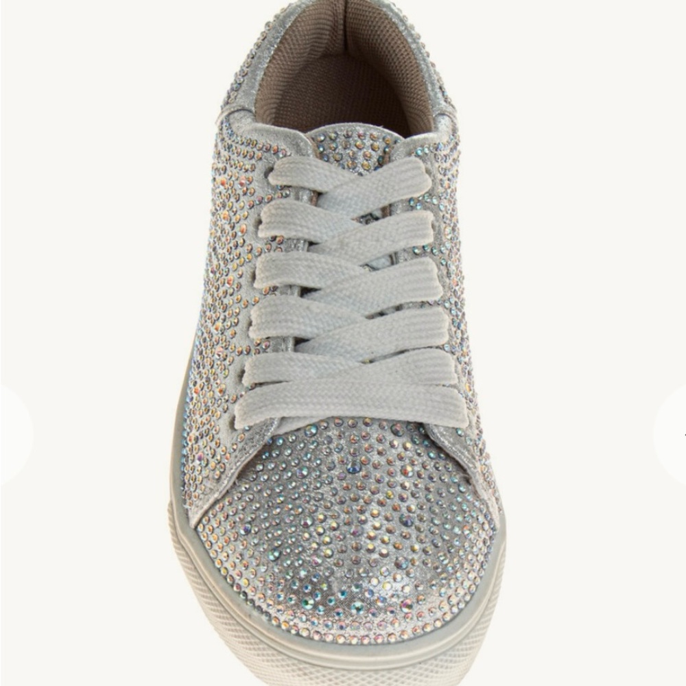 Jewel Badgley Mischka Glittering Silver Sneakers
